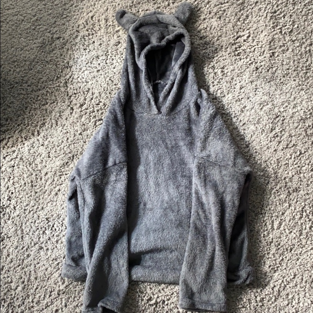Fuzzy hooded cat ear sweatshirt